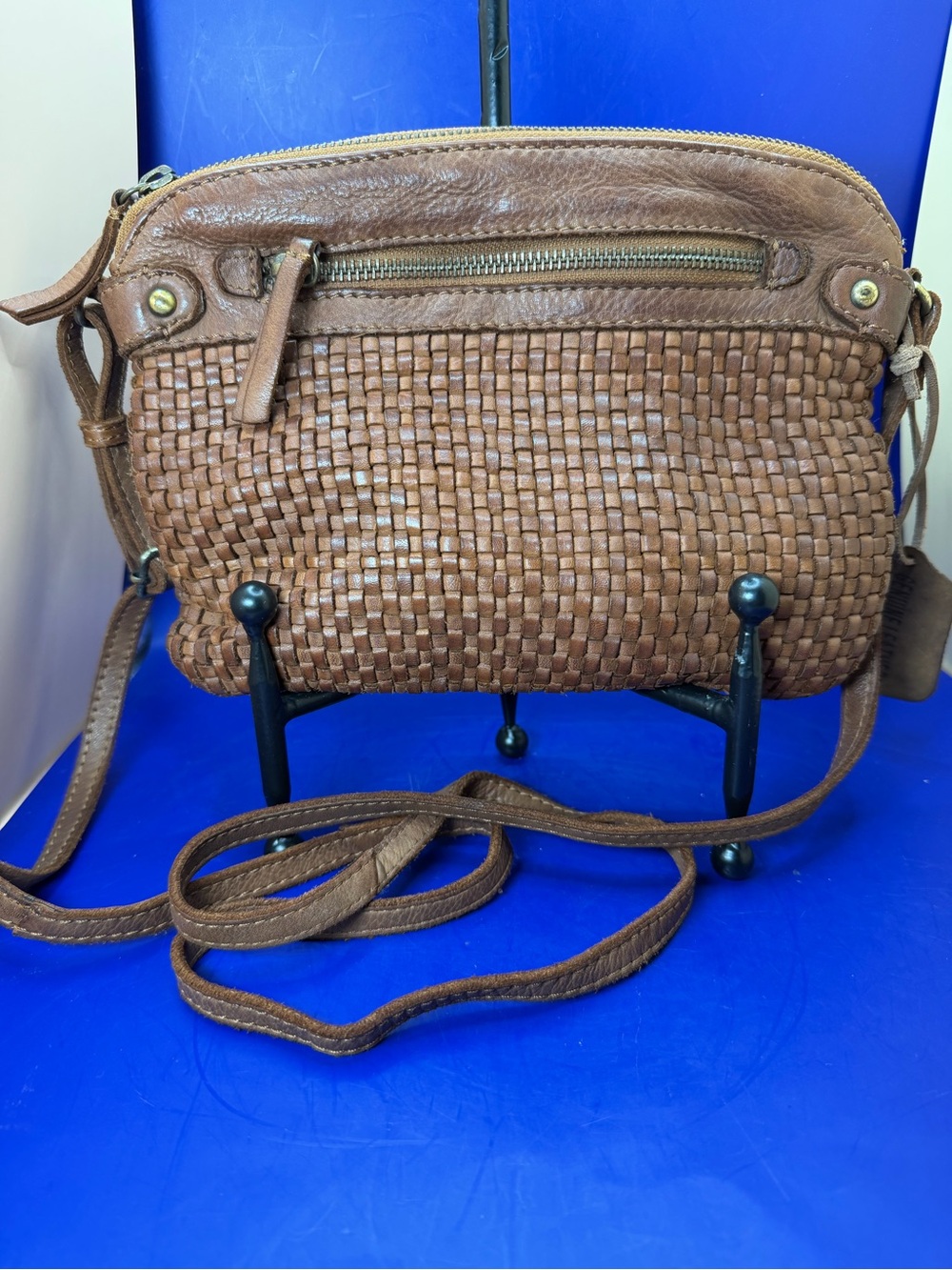 Woven Brown Leather Crossbody Bag - Classic Women's Shoulder Bag
